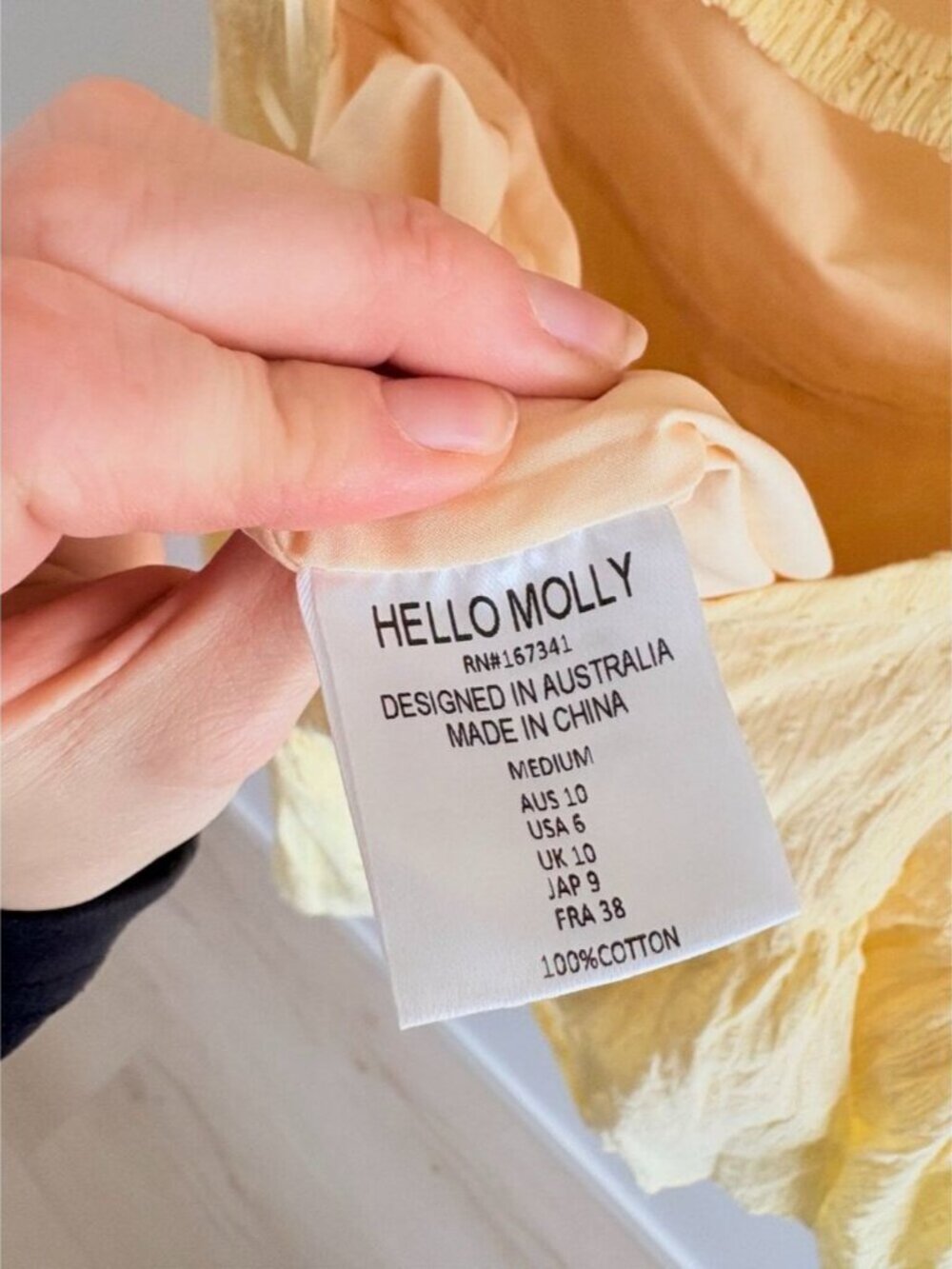 Hello Molly Curious Girl Puff Sleeve Mini Dress Pastel Yellow Size 6/ Medium - Picture 8 of 8